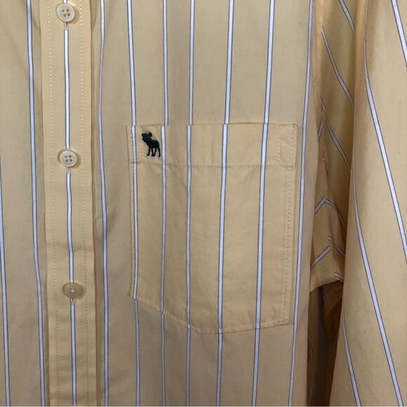 Abercrombie & Fitch Button Down Long Sleeve Shirt Yellow Muscle Fit XXL - Picture 4 of 10